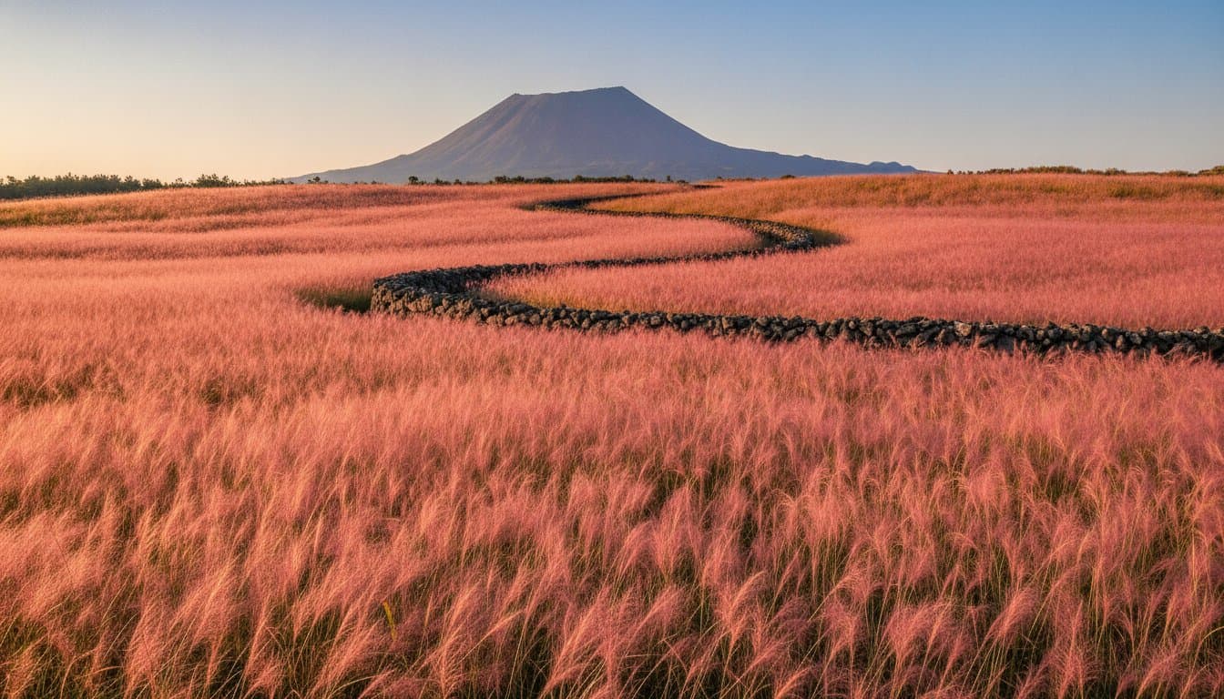 เชจูฤดูใบไม้ร่วง 2026 ชม Pink Muhly ใบไม้เปลี่ยนสี เที่ยวเอง